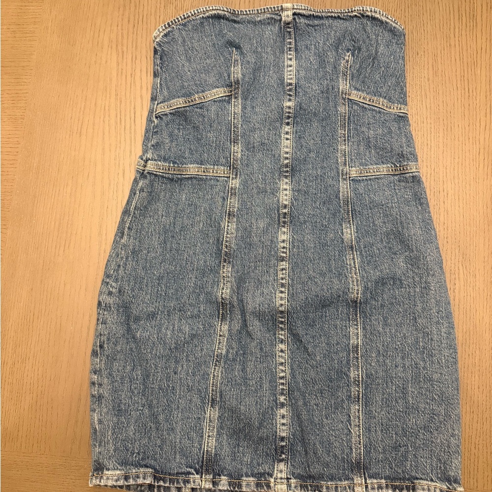 H&M Blue Denim Strapless Dress